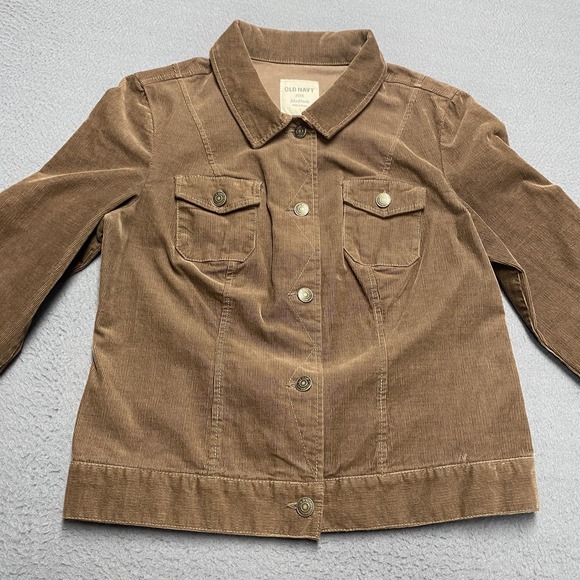 Old Navy Jacket Womens Medium Brown Corduroy Button Front Trucker Casual - Picture 5 of 9